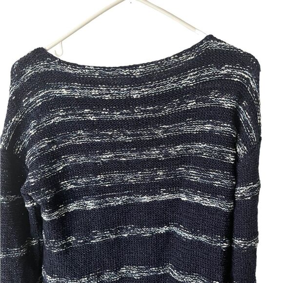 Talbots Chunky Knit Blue Striped Sweater - Picture 5 of 9